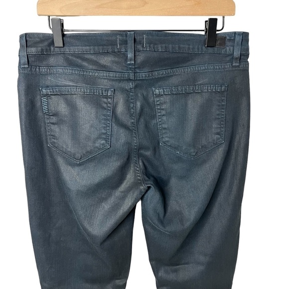 Paige Verdugo Skinny Jeans Deep Lagoon Silk Blue Coated Size 32 - Picture 7 of 10